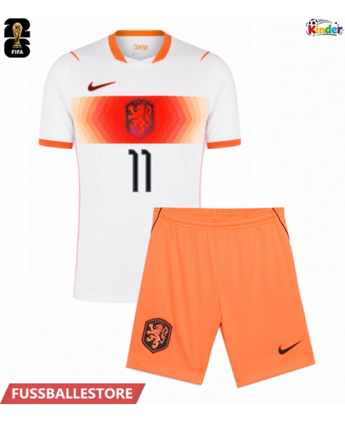 Günstige Niederlande Cody Gakpo #11 Auswärts Trikotsatzt Kinder WM 2026 Kurzarm (+ Kurze Hosen)